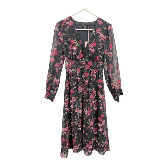 TED BAKER ADRIELA Fern Forest Deep V MIDI Dress - Picture 6 of 8